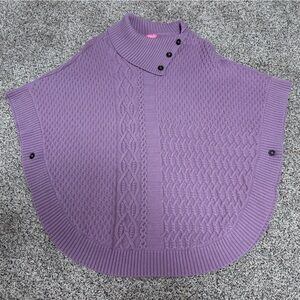 TALBOTS Cableknit Rose Mauve Cape Style Poncho Sweater Size Small oversized